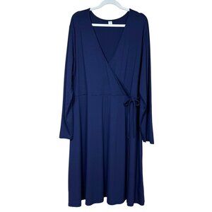Old Navy Long Sleeve Knit Wrap Dress Lost At Sea Navy XXL